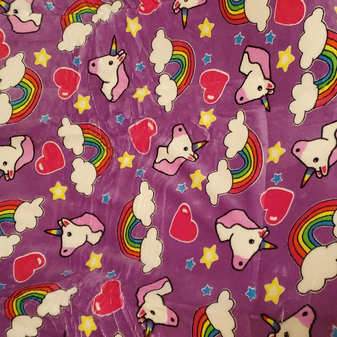 Soft Borrego Throw Blanket Unicorn Purple 100% Polyester Baby Toddler